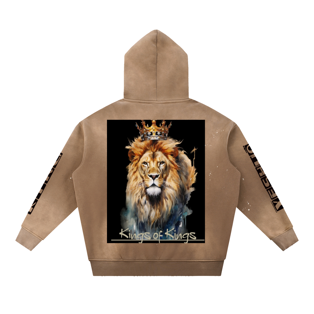 Vintage Washed Frayed Fleece Hoodie