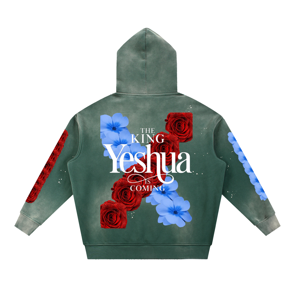 Vintage Washed Frayed Fleece Hoodie