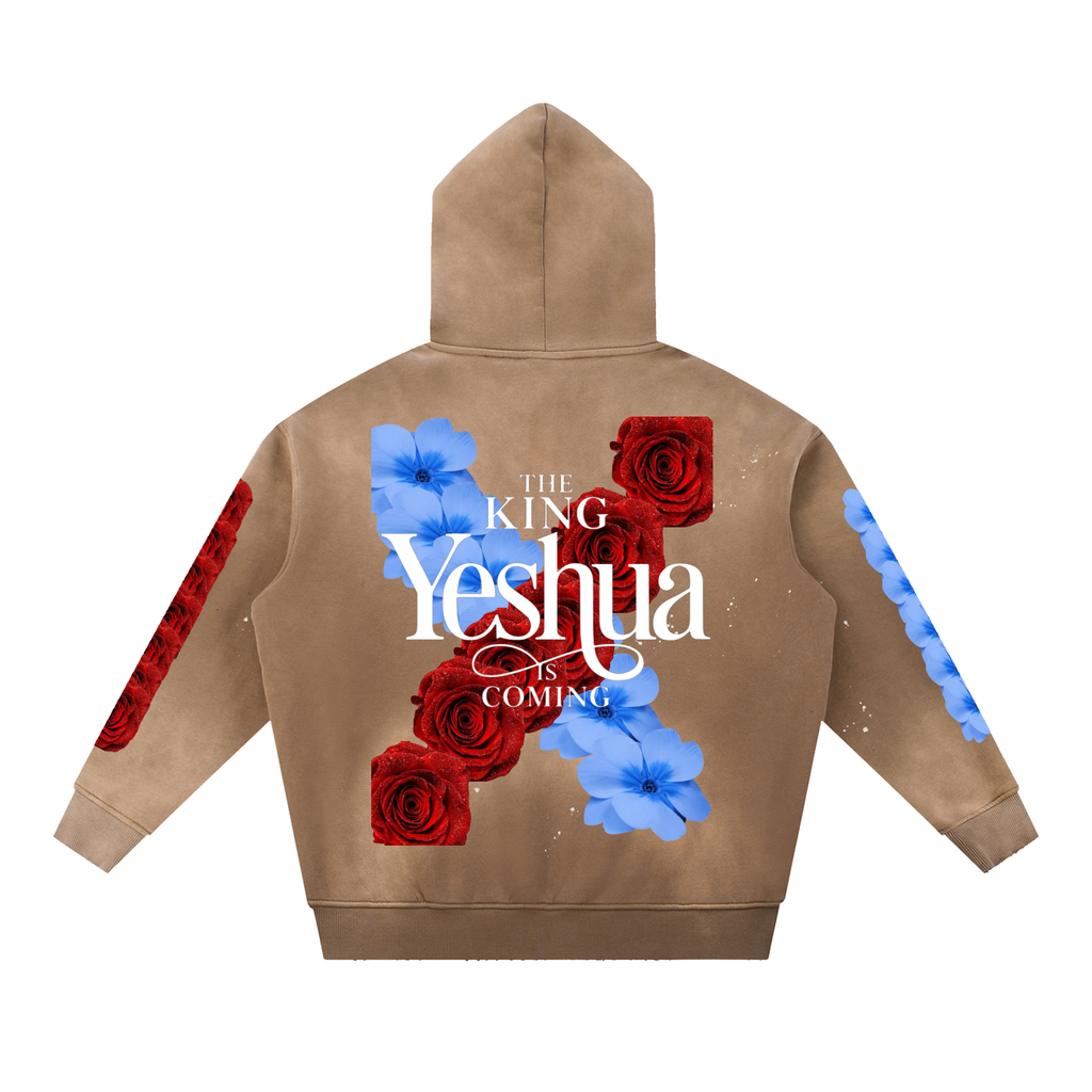 Vintage Washed Frayed Fleece Hoodie