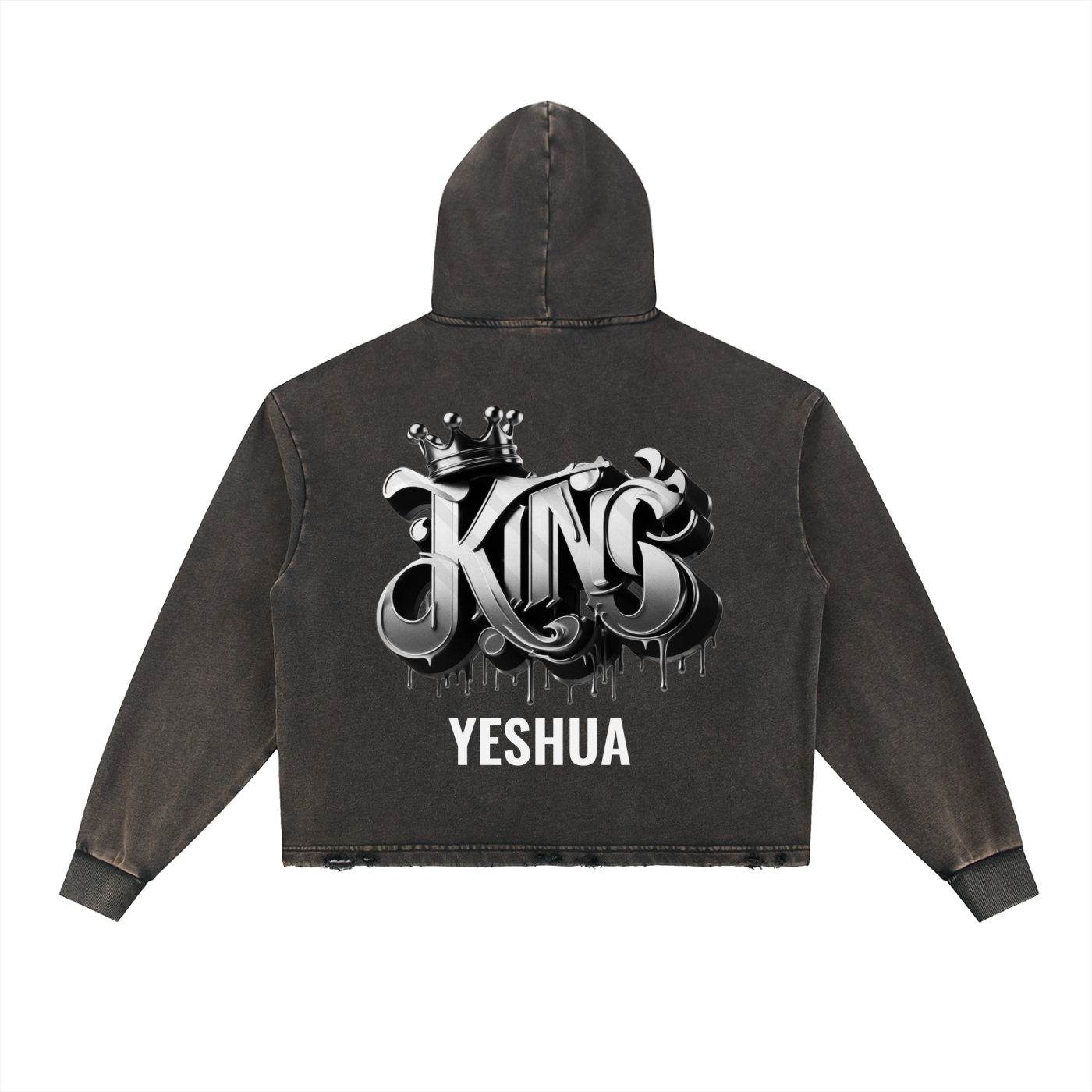 Vintage Washed Frayed-Hem Hoodie
