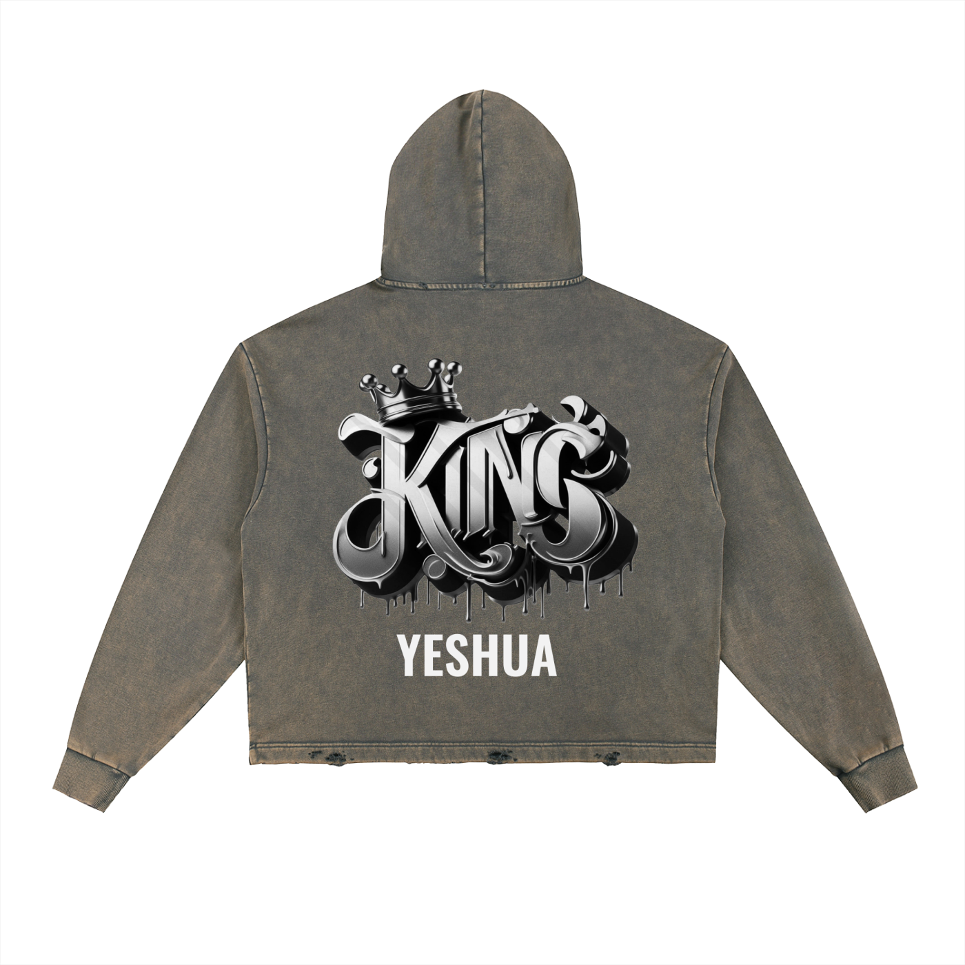 Vintage Washed Frayed-Hem Hoodie
