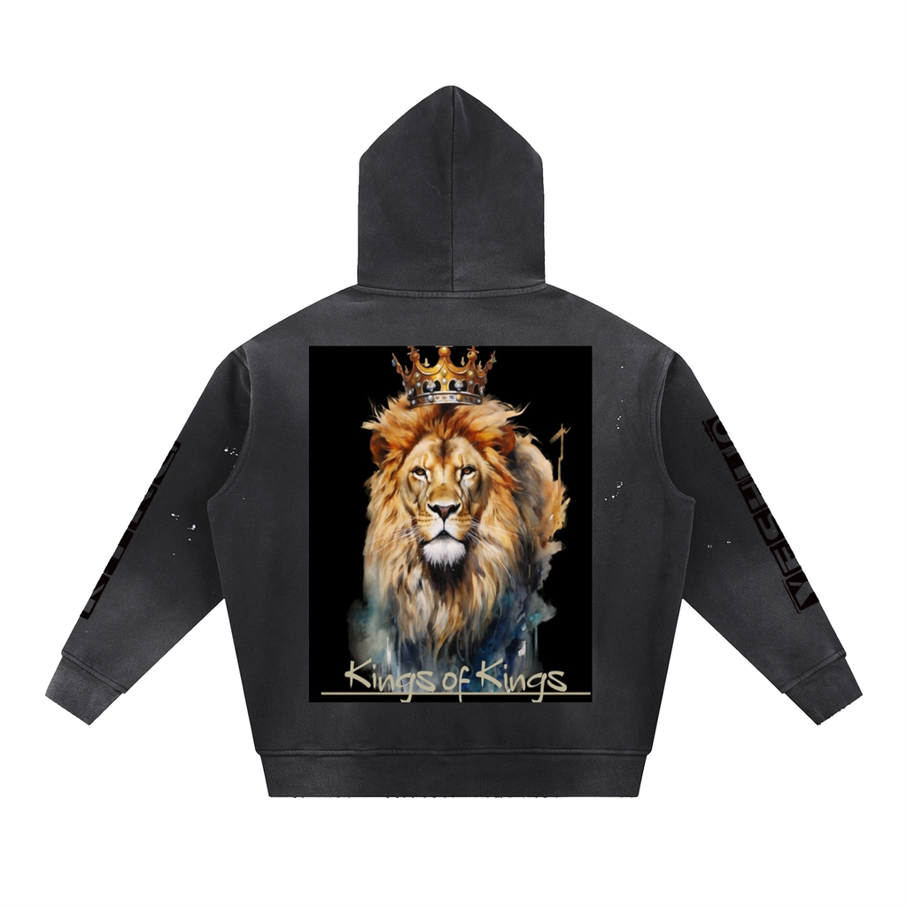 Vintage Washed Frayed Fleece Hoodie