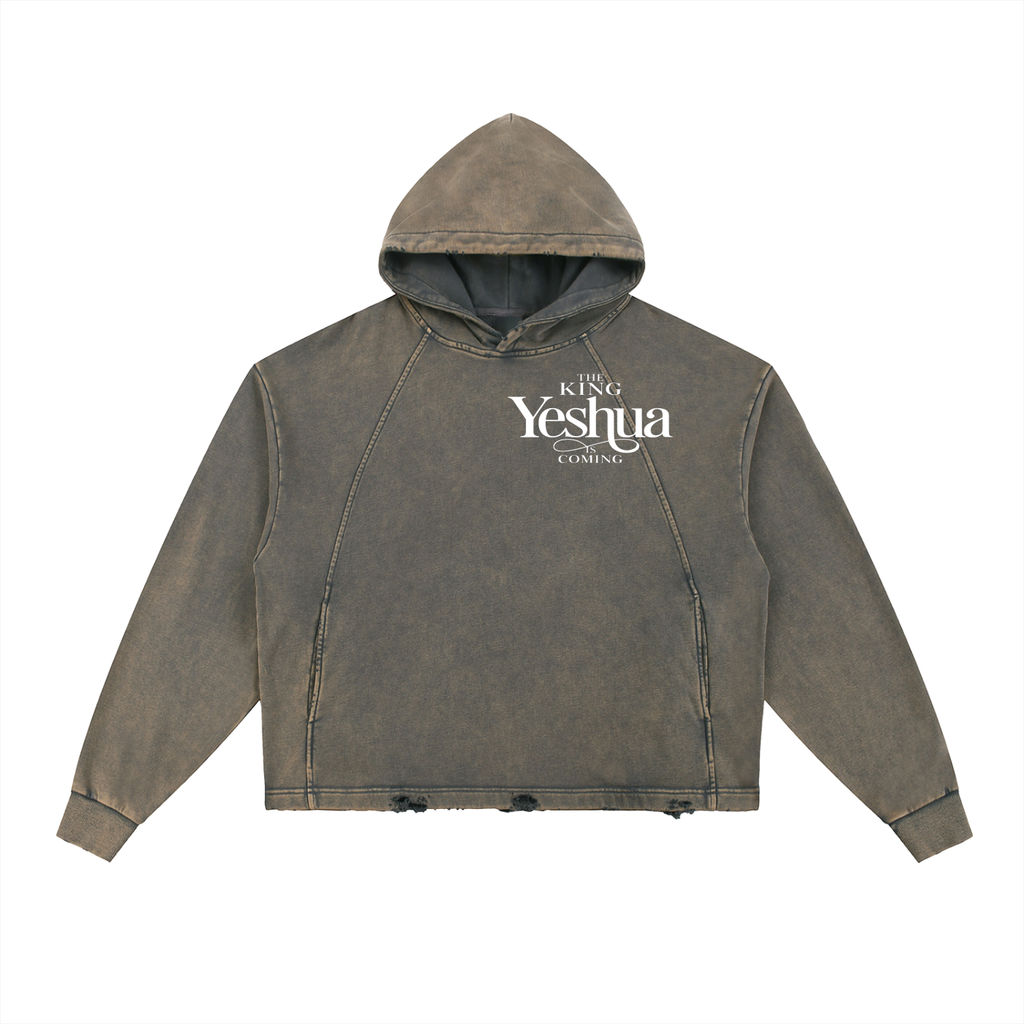 Vintage Washed Frayed-Hem Hoodie