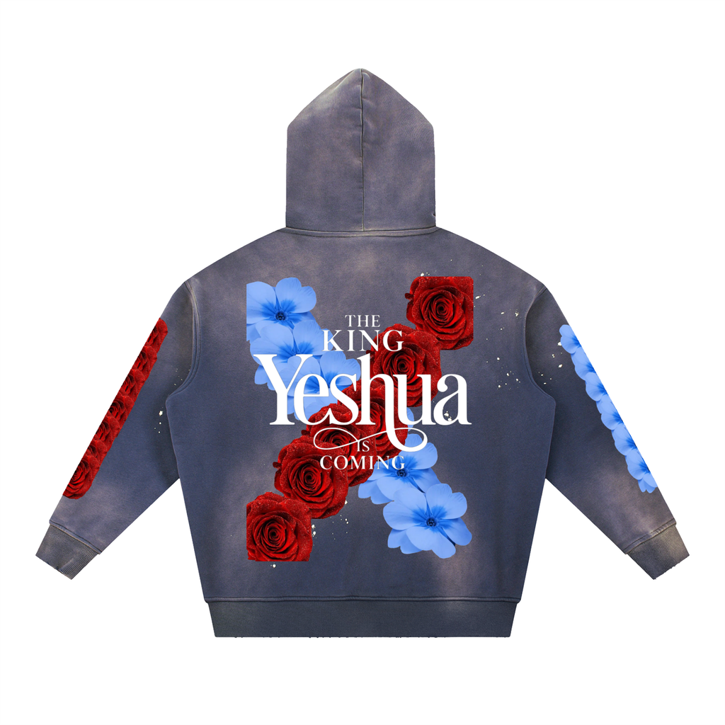 Vintage Washed Frayed Fleece Hoodie