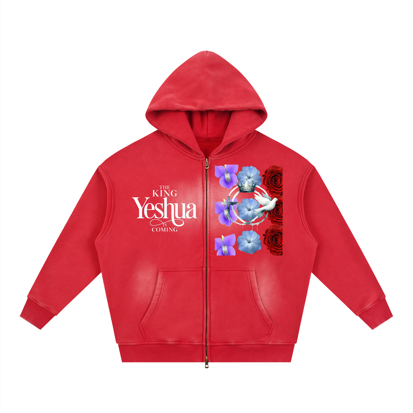 Sunfade Two-way Zipper Boxy Fleece Hoodie