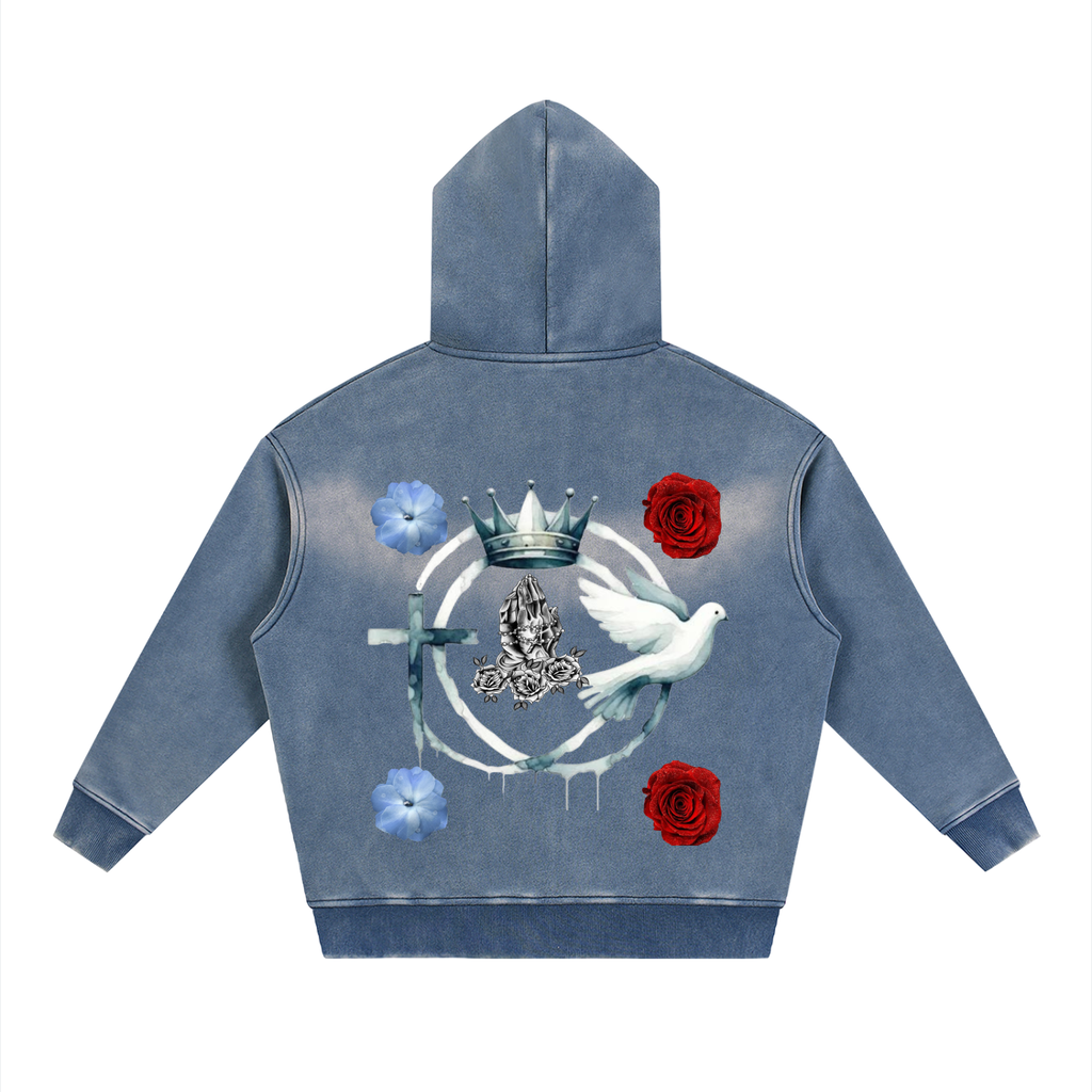 Sunfade Two-way Zipper Boxy Fleece Hoodie