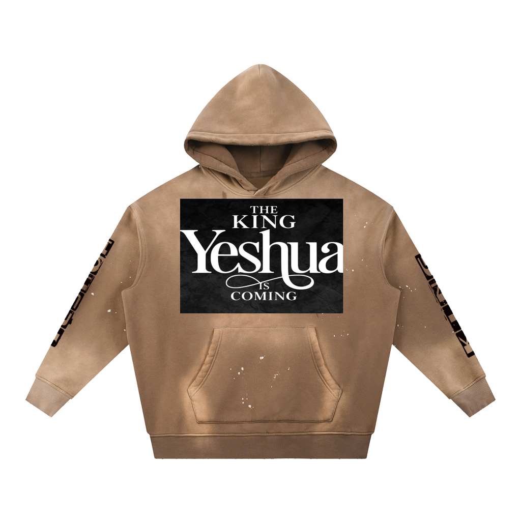 Vintage Washed Frayed Fleece Hoodie