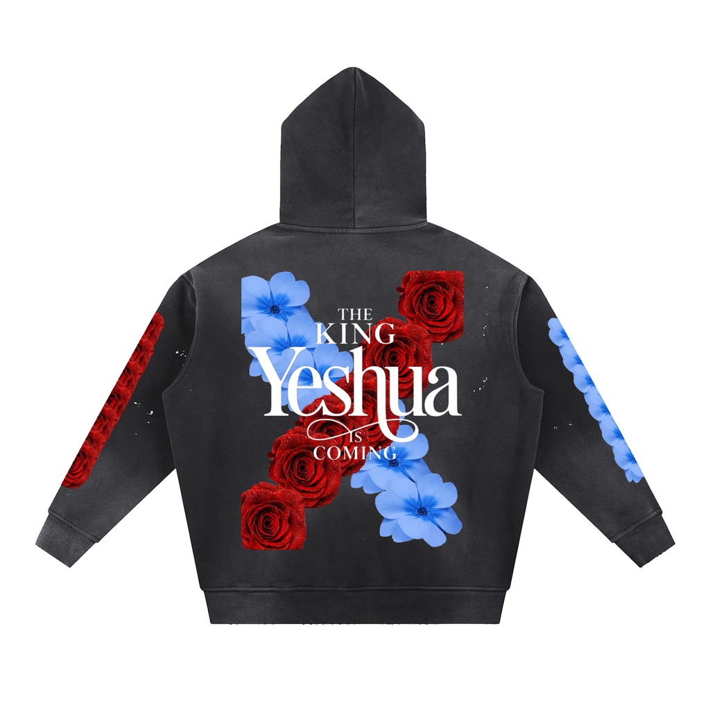 Vintage Washed Frayed Fleece Hoodie