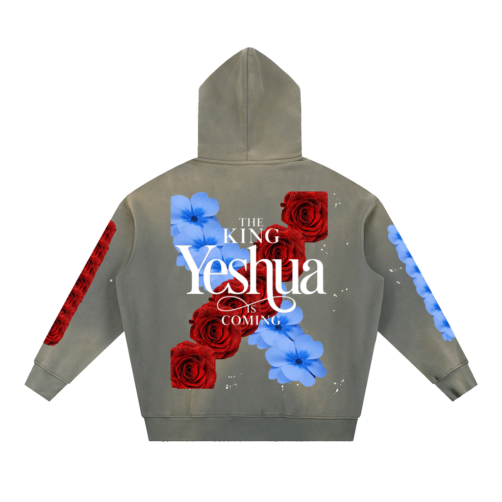 Vintage Washed Frayed Fleece Hoodie