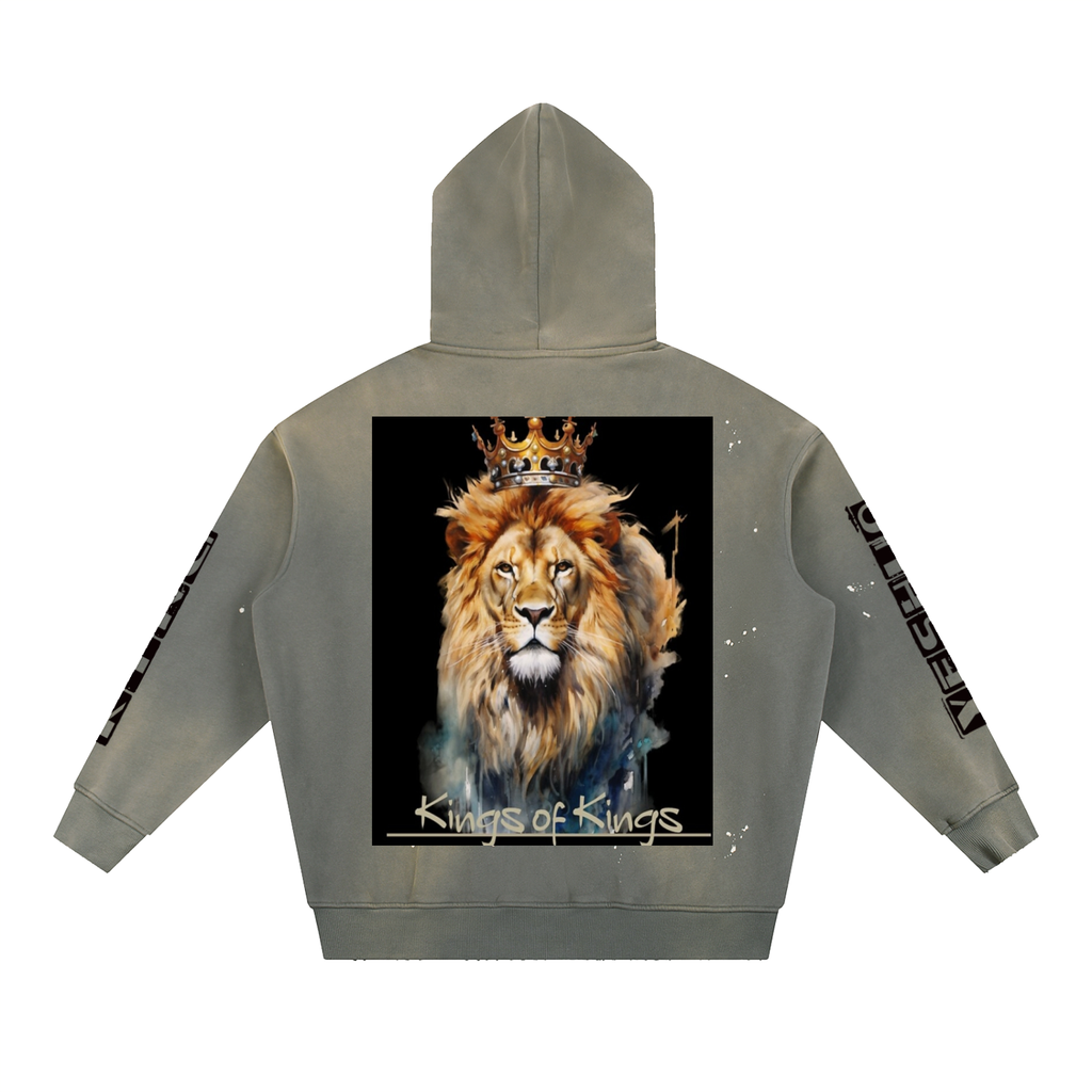 Vintage Washed Frayed Fleece Hoodie