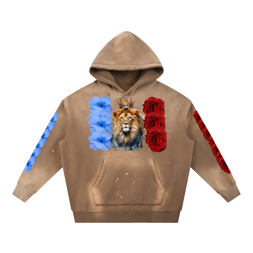 Vintage Washed Frayed Fleece Hoodie
